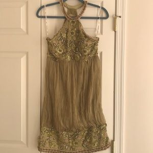 Sue Wong Beautiful Green Floral Halter Dress